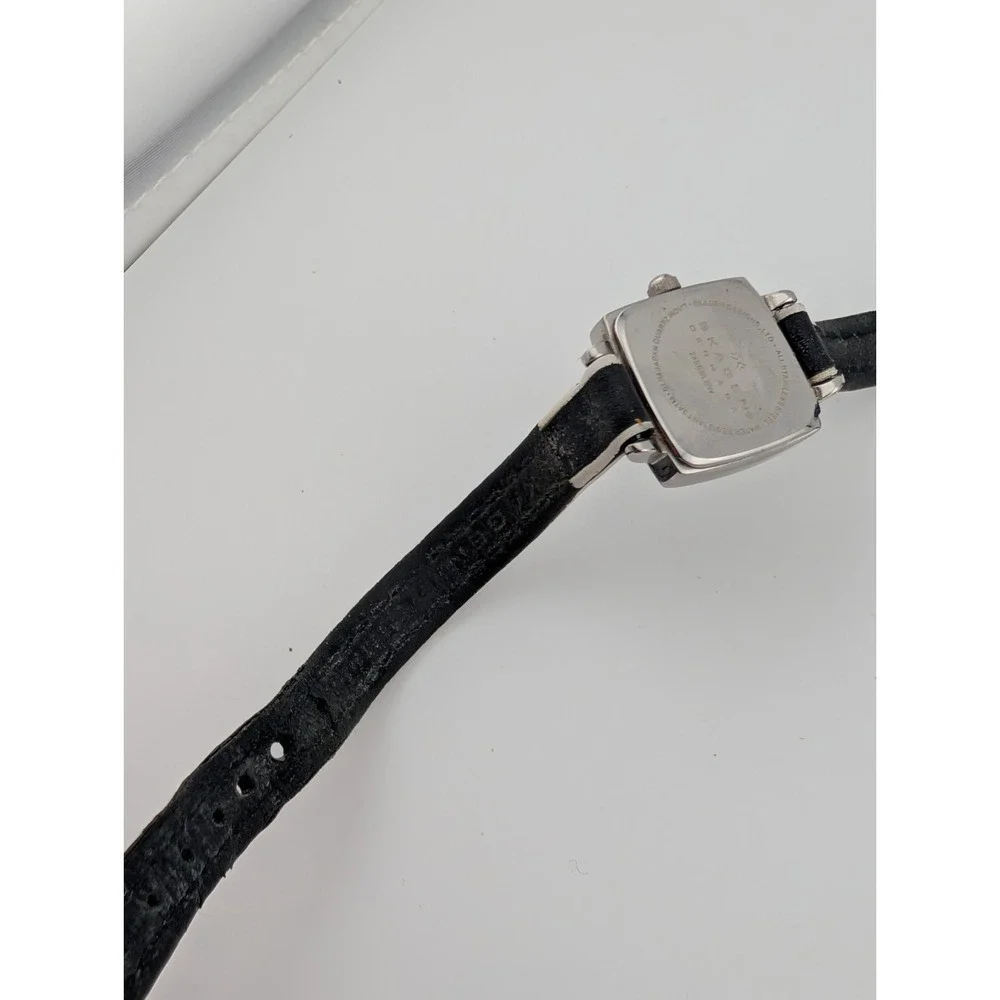 Skagen Steel Watch Women 17mm‎ Case Petite Black Leather Band- New Battery